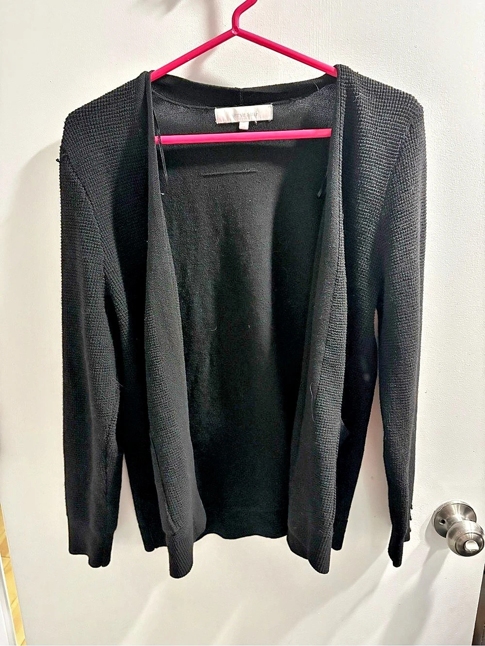 Reverie and Co. Open Front Button Cuff Cardigan in Black